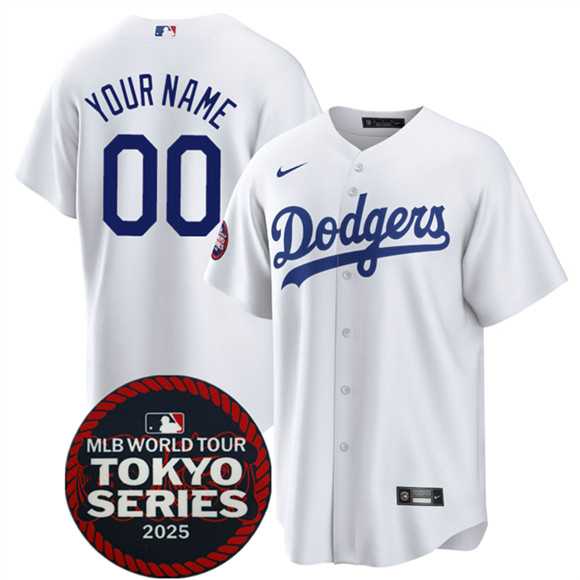 Mens Los Angeles Dodgers ACTIVE PLAYER Custom White 2025 World Tour Tokyo Series Home Stitched Baseball Jersey->customized mlb jersey->Custom Jersey